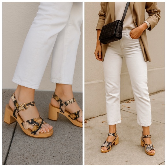 Madewell Shoes - Madewell Johanna Snake Print Crisscross Clog Sandals 9.5 | Block Heel NWOT